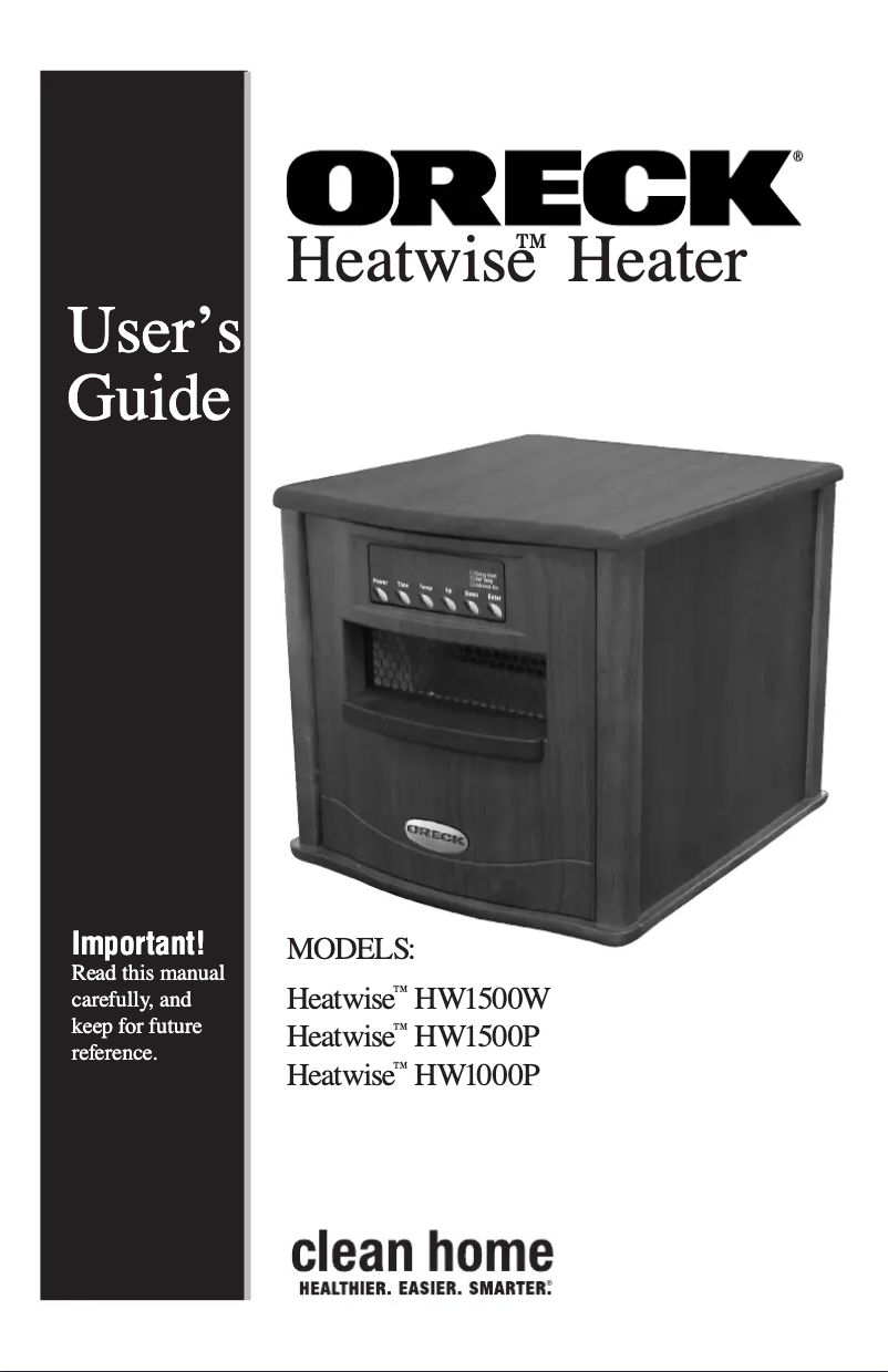 Page 1 de la notice Manuel utilisateur Oreck Heatwise HW1500W