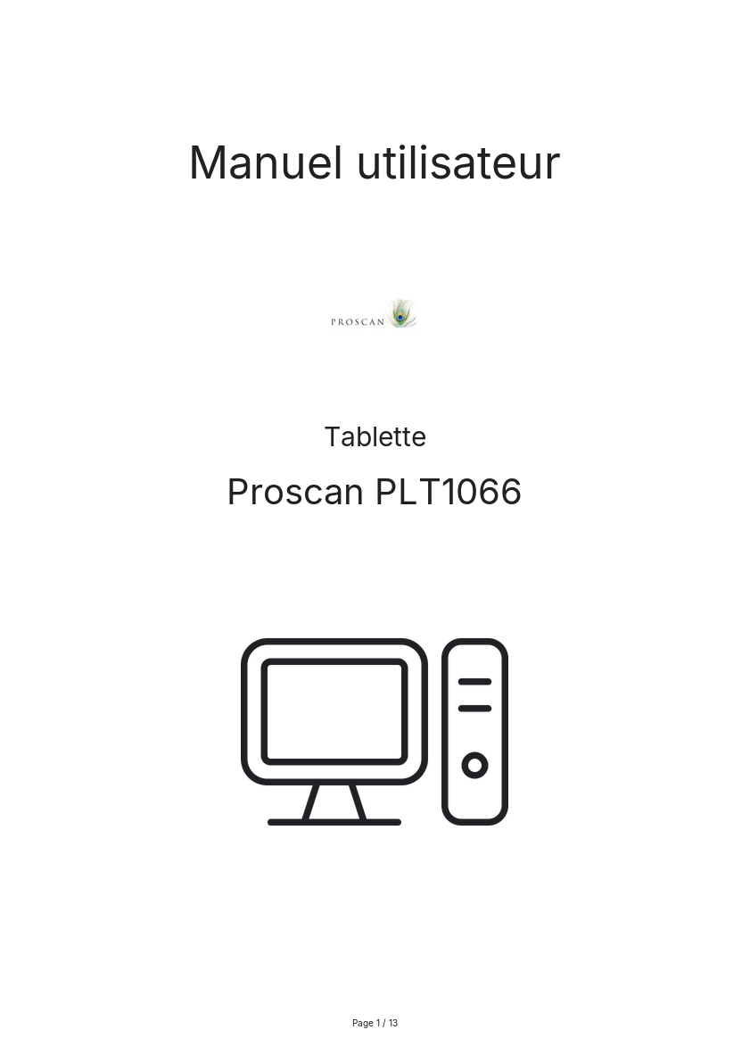 Page n°1 - Manuel utilisateur Proscan PLT1066