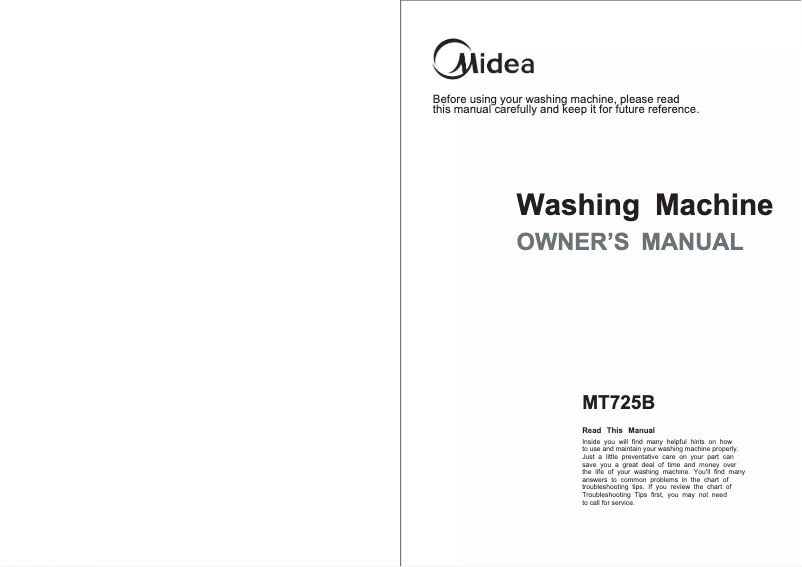 Página 1 del manual Manual de usuario Midea MT865S