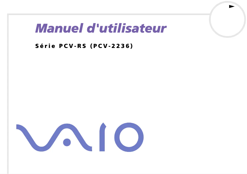 Page 1 de la notice Manuel utilisateur Sony Vaio PCV-RS322E
