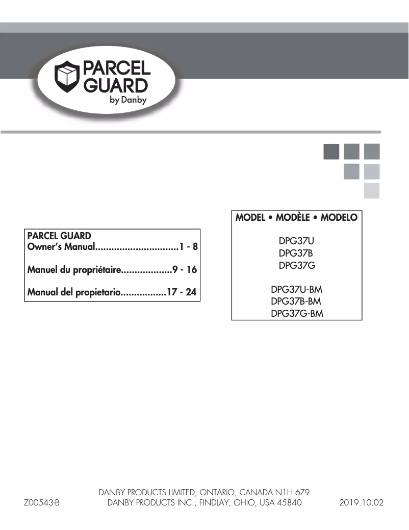 Page n°1 - Manuel utilisateur Danby DPG37B