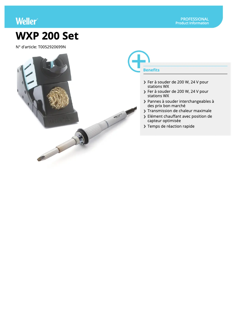 Page n°1 - Fiche technique Weller WXP 200 Set