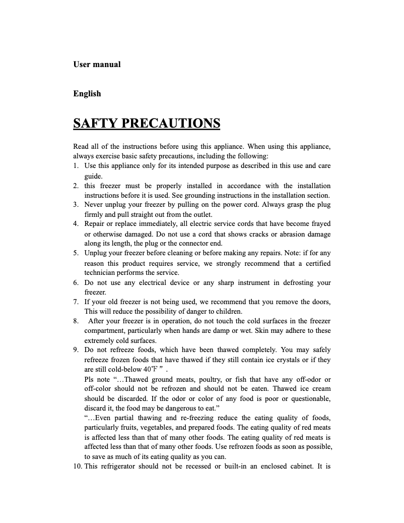 Page 1 de la notice Manuel utilisateur Igloo FRF472