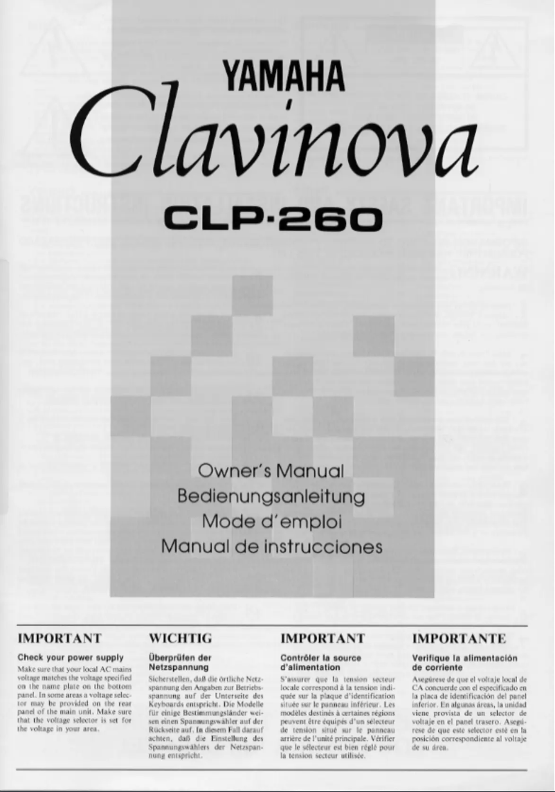 Page 1 de la notice Manuel utilisateur Yamaha Clavinova CLP-260