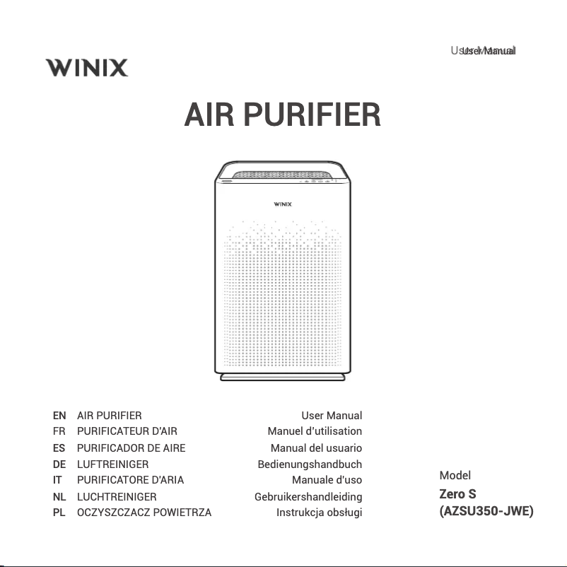 Page 1 de la notice Manuel utilisateur Winix Zero S