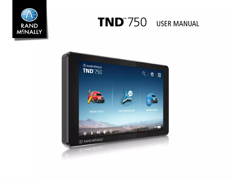 Page n°1 - Manuel utilisateur Rand McNally TND 750