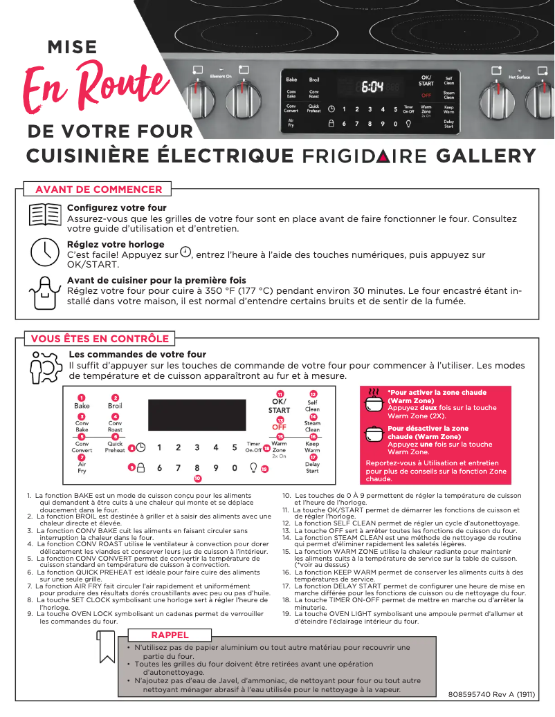 Page n°1 - Manuel utilisateur Frigidaire FGEH3047VF