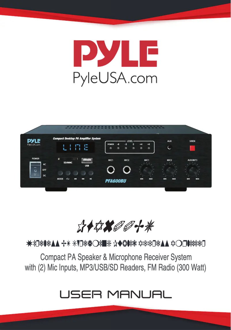 Page 1 de la notice Manuel utilisateur Pyle PFA600BU