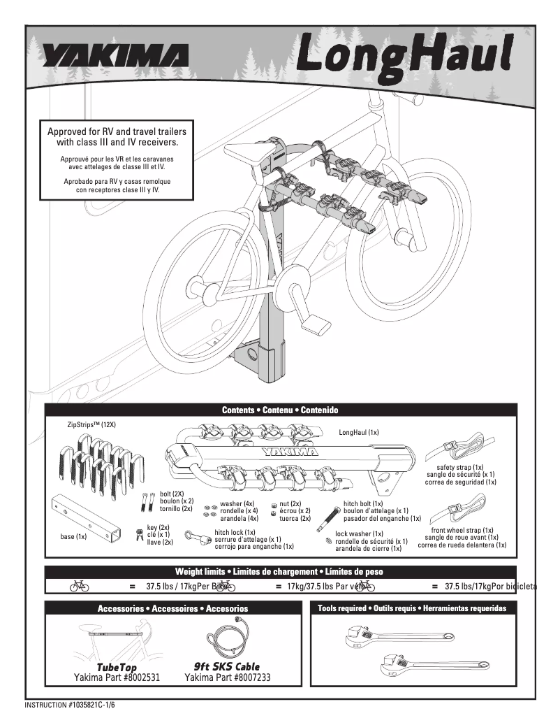 Page n°1 - Manuel utilisateur Yakima LongHaul