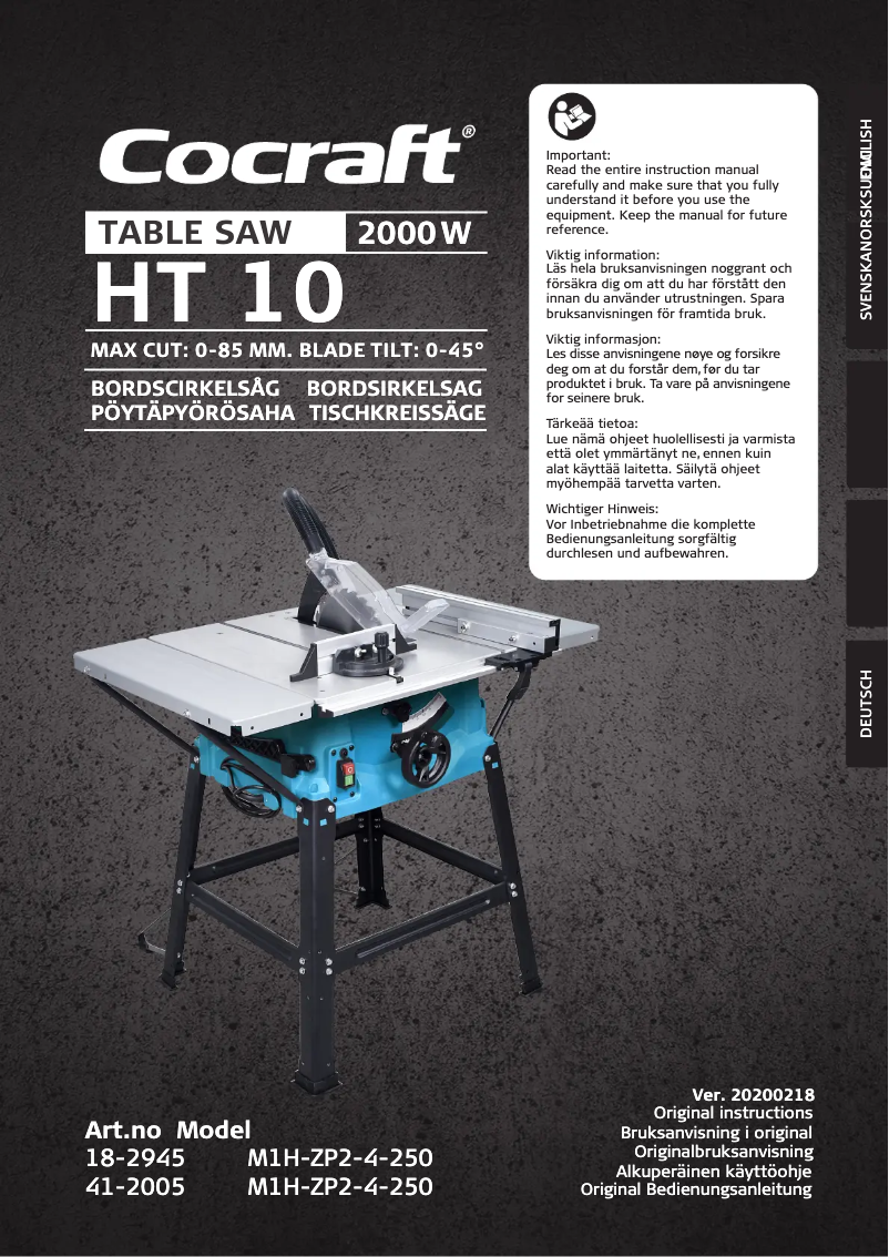 Page 1 de la notice Manuel utilisateur Cocraft HT 10