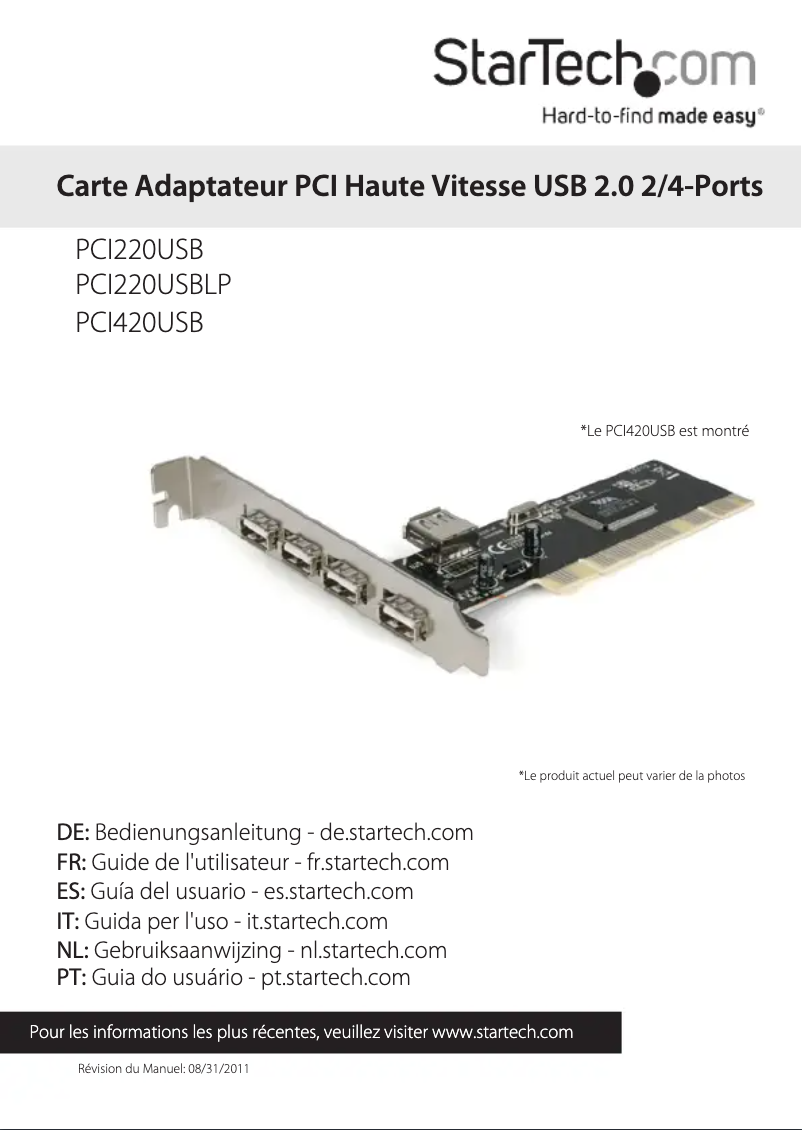 Image de la première page du manuel de l'appareil PCI420USB