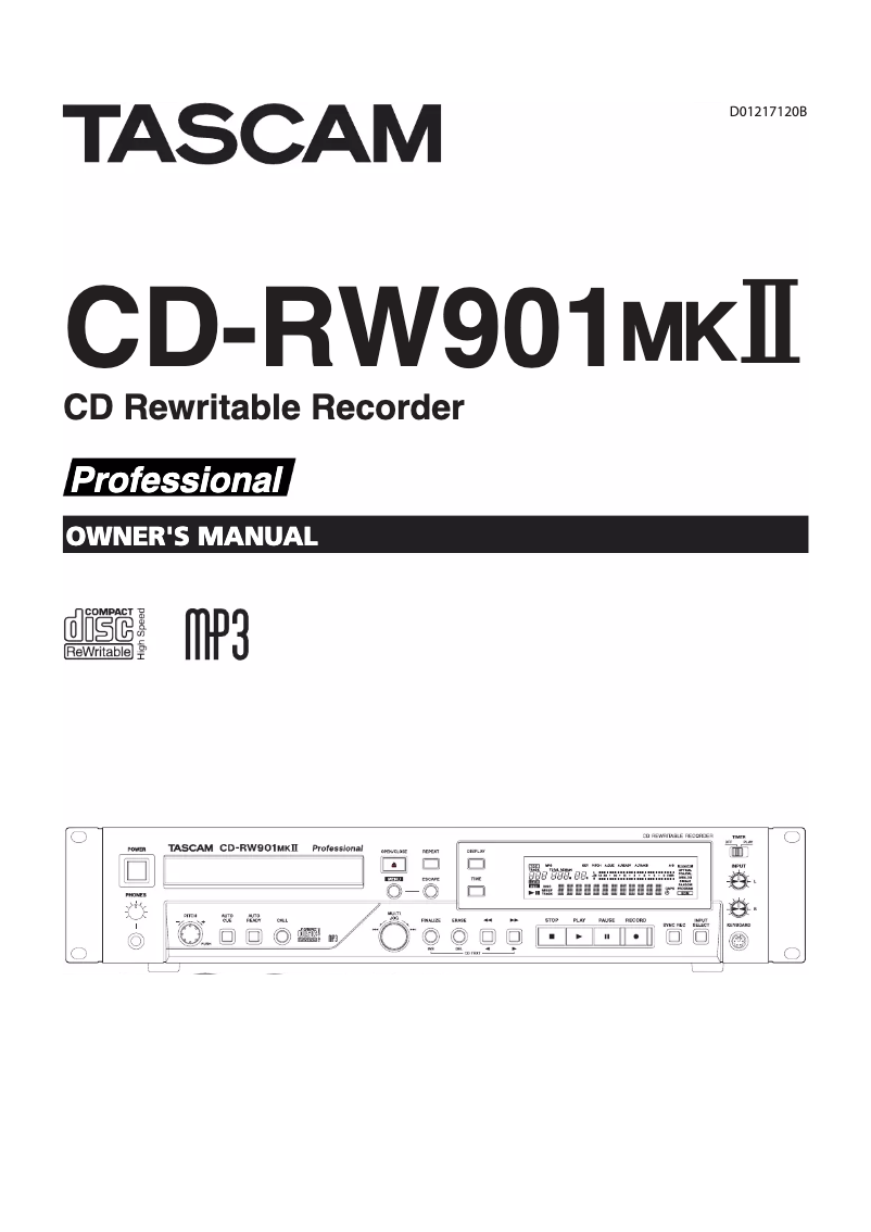 Image de la première page du manuel de l'appareil CD-RW901MKII