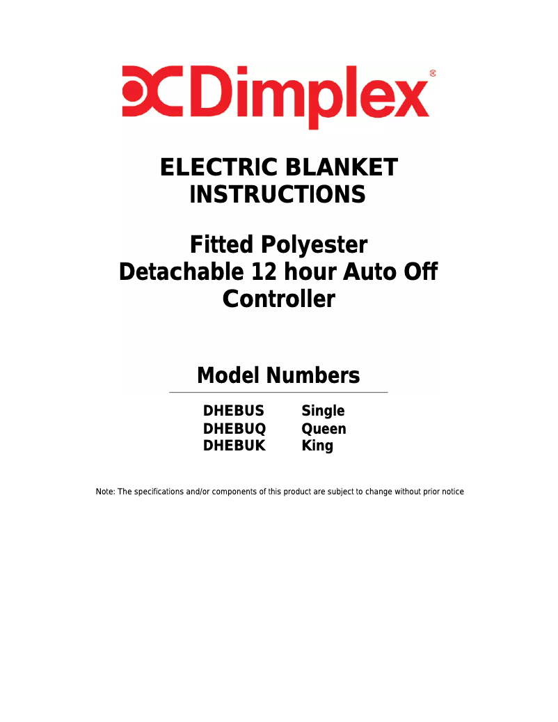 Page n°1 - Manuel utilisateur Dimplex DHEBUK