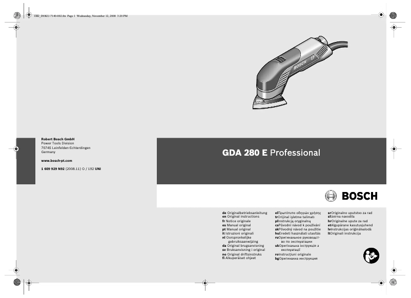 Page n°1 - Manuel utilisateur Bosch GDA 280 E