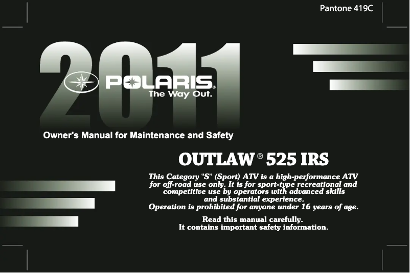 Imagen de la primera página del manual del dispositivo Outlaw 525 IRS (2011)
