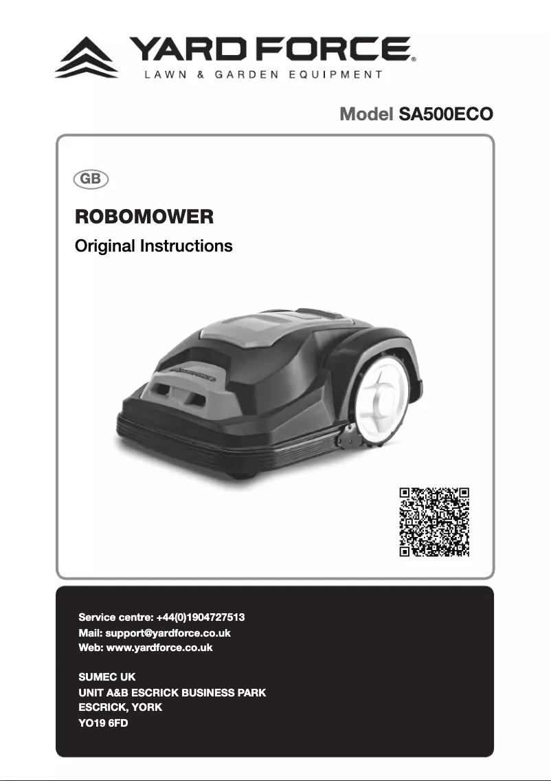 Page 1 de la notice Manuel utilisateur Yard Force SA500ECO