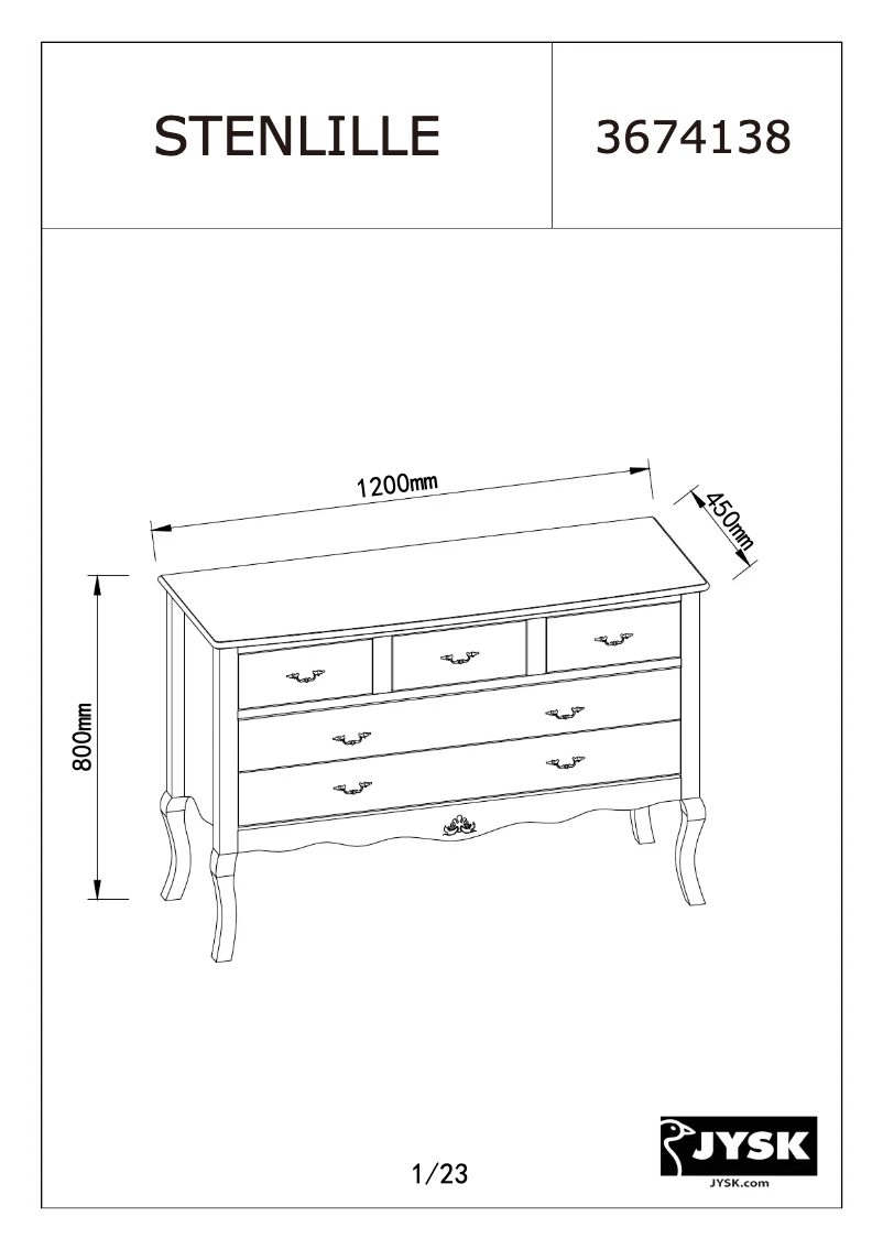 Página 1 del manual Manual de usuario JYSK Stenlille (120x80x45)
