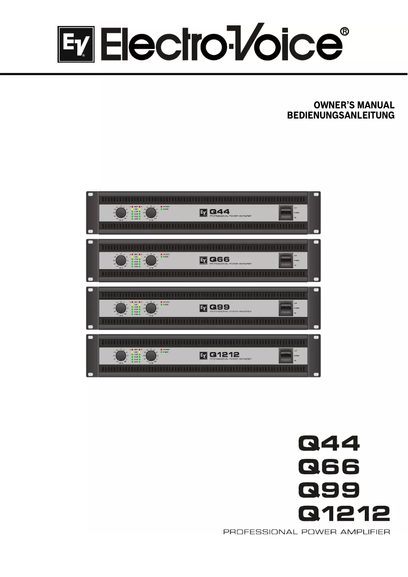 Page 1 de la notice Manuel utilisateur Electro-Voice Q99