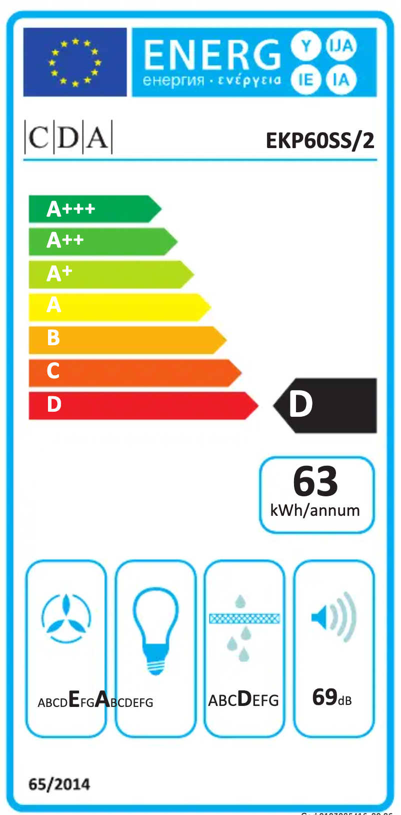 Page n°1 - Label énergétique CDA EKP60SS