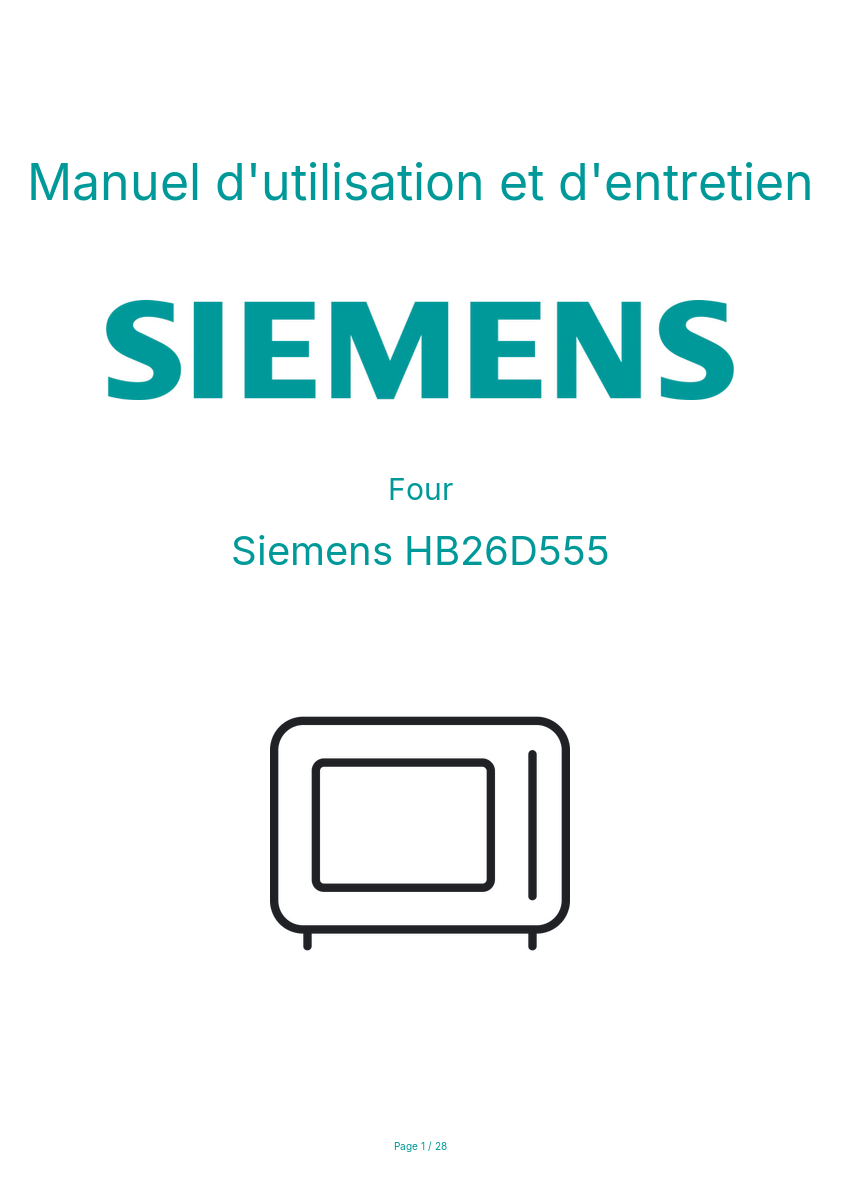 Page n°1 - Manuel d'utilisation et d'entretien Siemens HB26D555