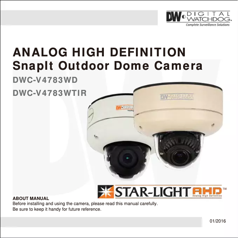 Page 1 de la notice Manuel utilisateur Digital Watchdog Star-Light AHD DWC-V4783WD