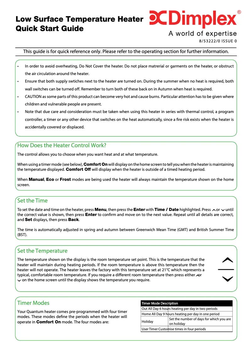 Page 1 de la notice Manuel utilisateur Dimplex LST150