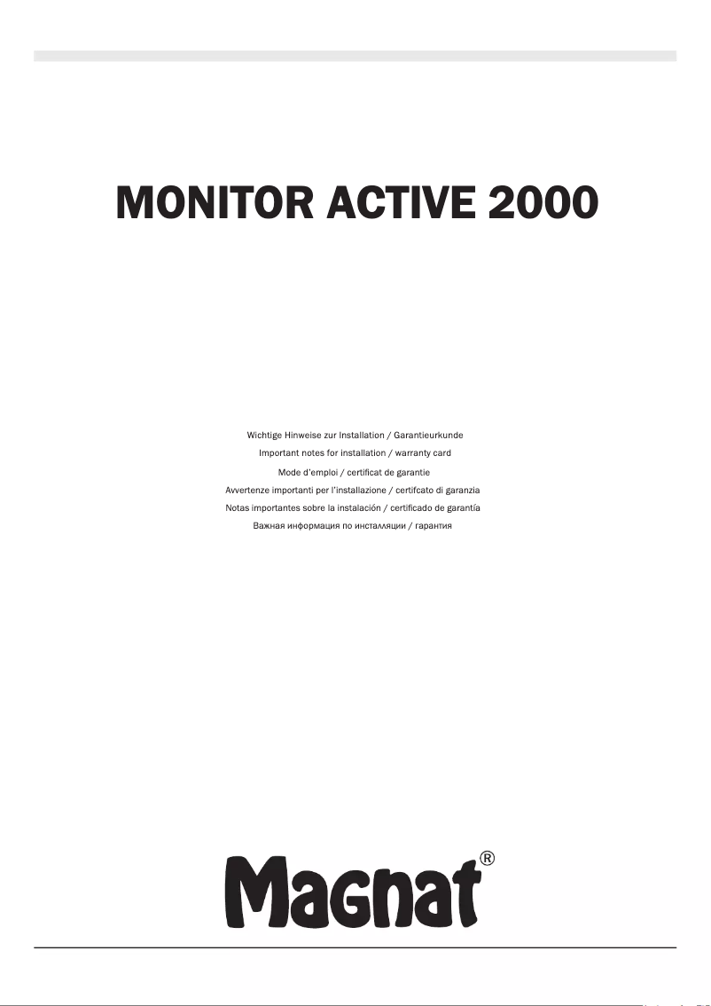 Page 1 de la notice Manuel utilisateur Magnat Monitor Active 2000