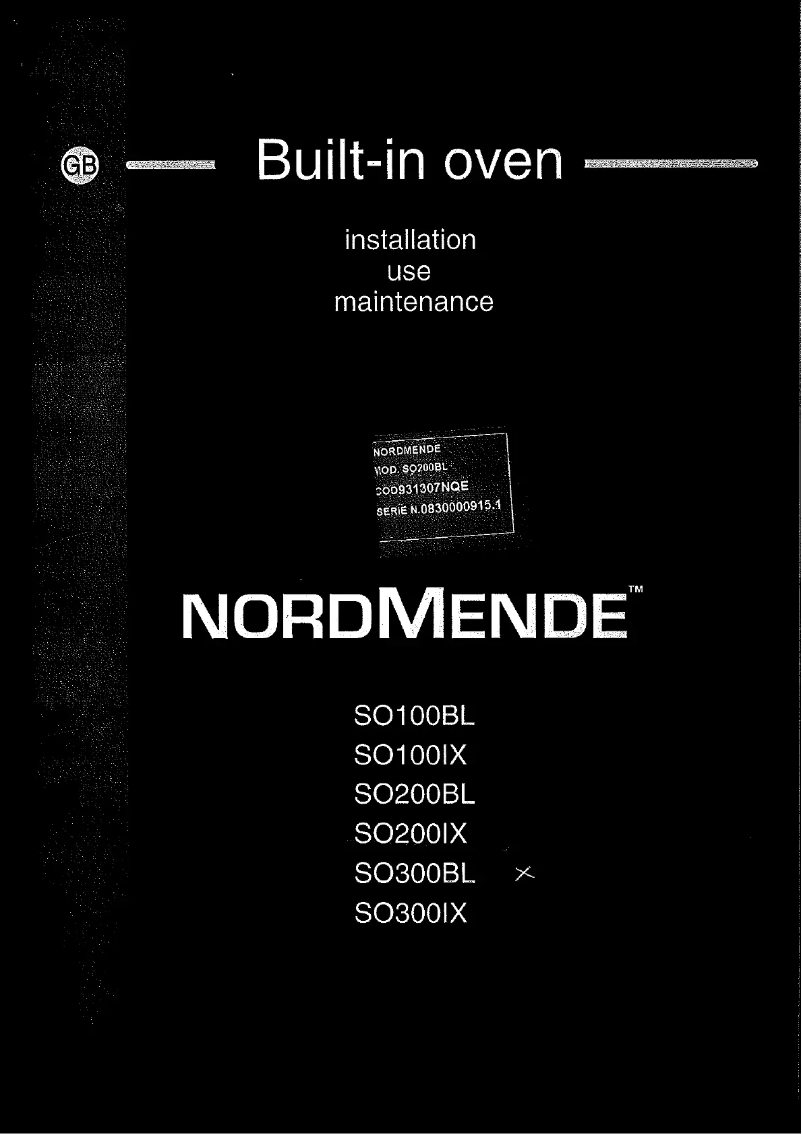 Page n°1 - Manuel utilisateur Nordmende SO300IX