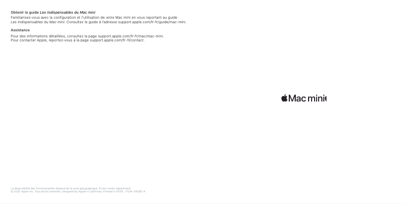 Image de la première page du manuel de l'appareil Mac mini M1