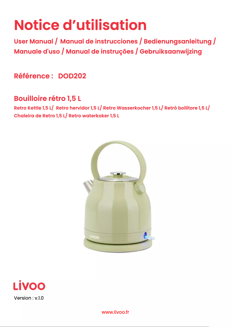 Page 1 de la notice Manuel utilisateur Livoo DOD202