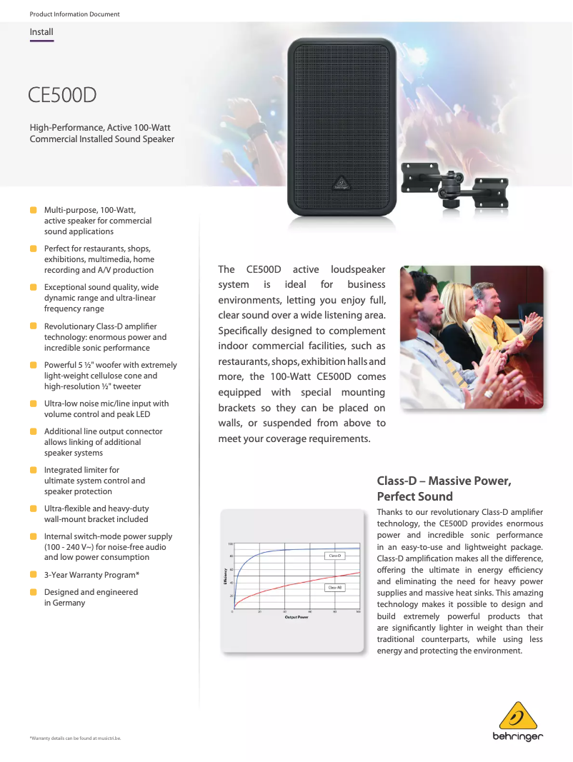 Page n°1 - Fiche technique Behringer CE500D