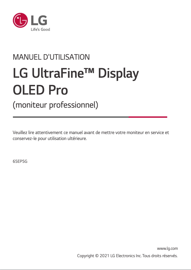 Page n°1 - Manuel utilisateur LG 65EP5G