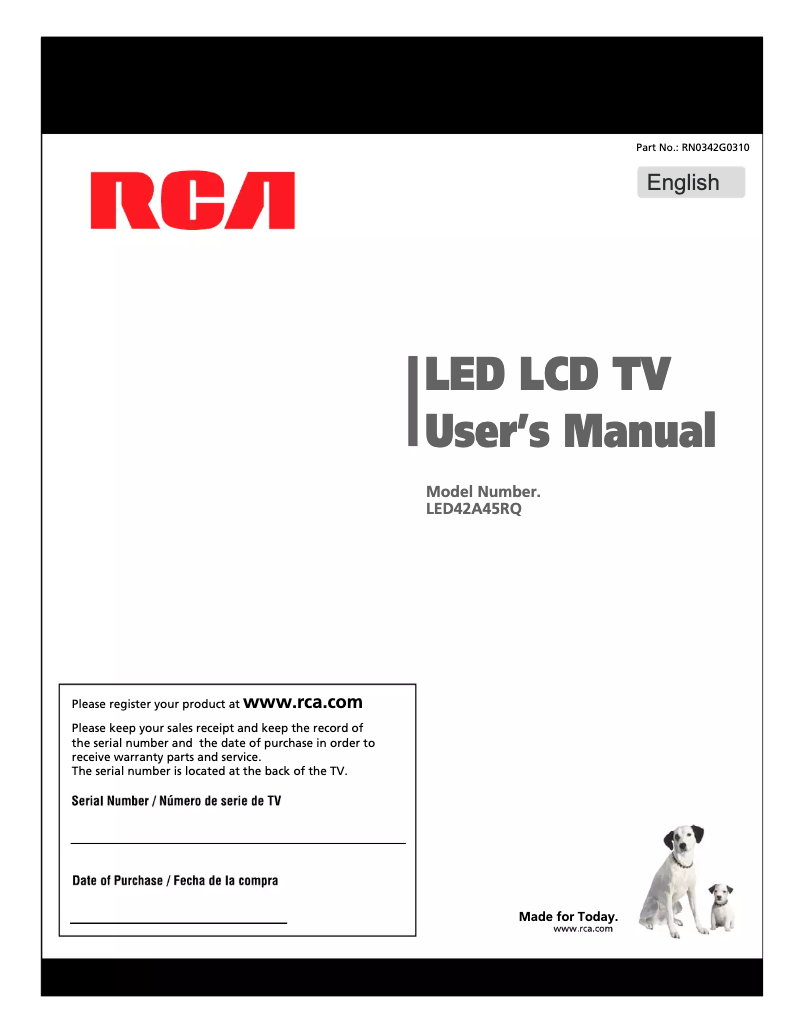 Page n°1 - Manuel utilisateur RCA LED42A45RQ