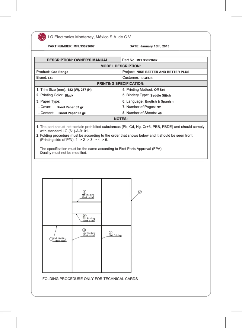 Page n°1 - Manuel utilisateur LG LDG3015ST
