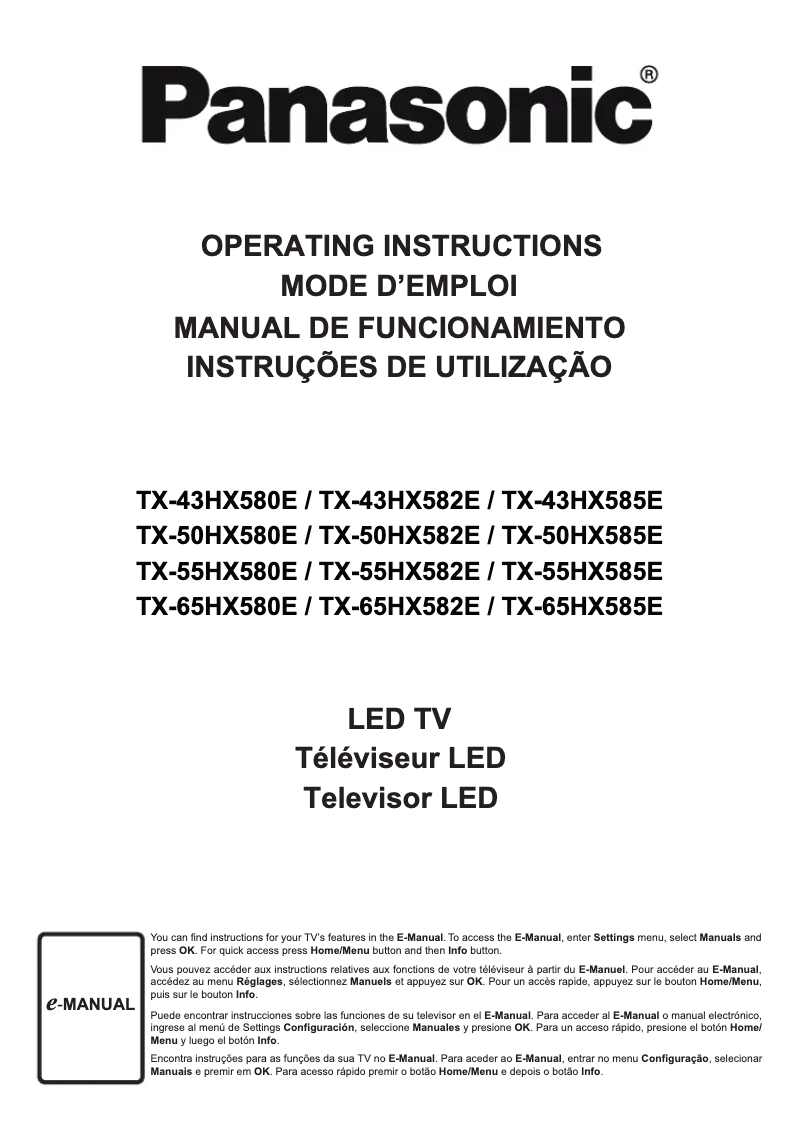 Page 1 de la notice Manuel utilisateur Panasonic TX-50HX580