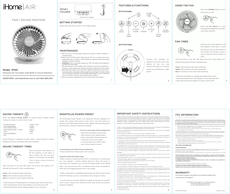 Page 1 de la notice Manuel utilisateur iHome IF100