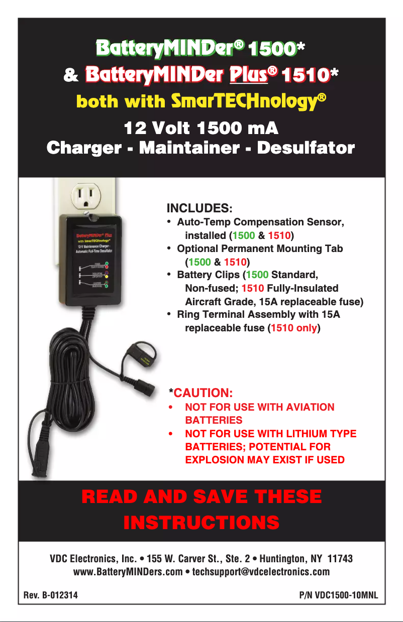Page n°1 - Manuel utilisateur BatteryMINDer 1510