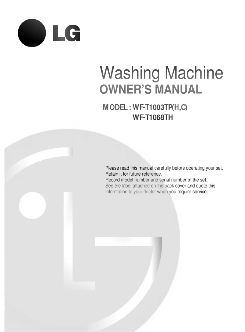 Page 1 de la notice Manuel utilisateur LG WF-T1003TH