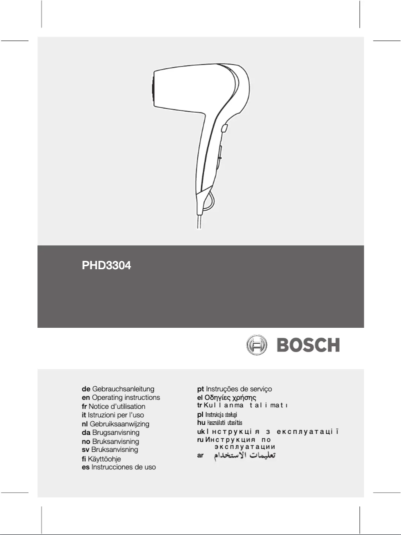 Page 1 de la notice Manuel utilisateur Bosch PHD3304 PurplePassion