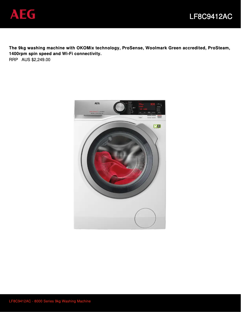Página 1 del manual Ficha técnica AEG LF8C9412AC