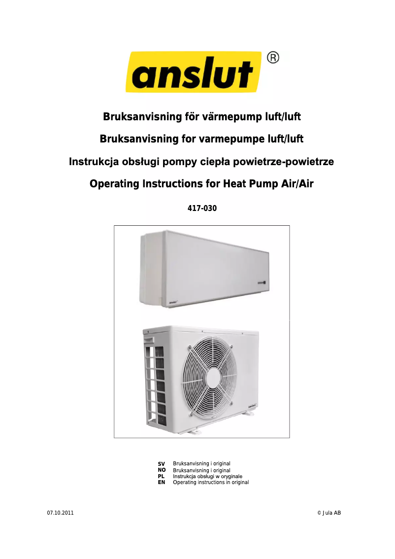 Página 1 del manual Manual de usuario Anslut 417-030