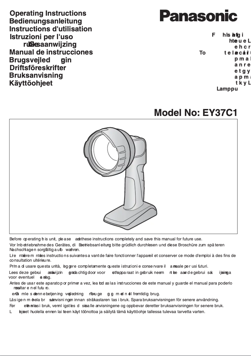Page 1 de la notice Manuel utilisateur Panasonic EY37C1