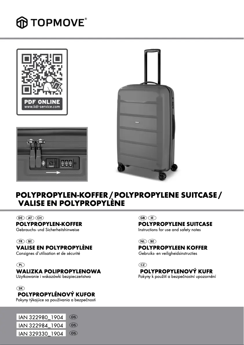 Page 1 de la notice Manuel utilisateur Topmove IAN 322984