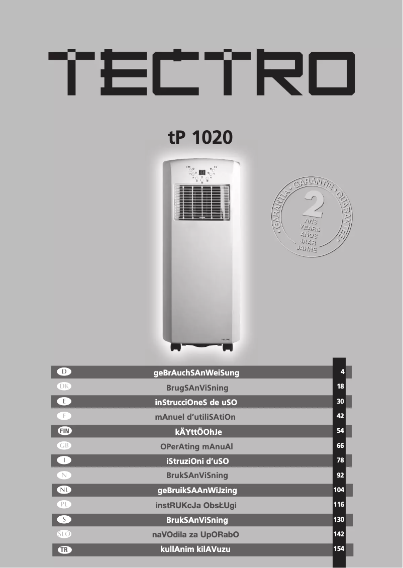 Page n°1 - Manuel utilisateur Tectro TP 1020