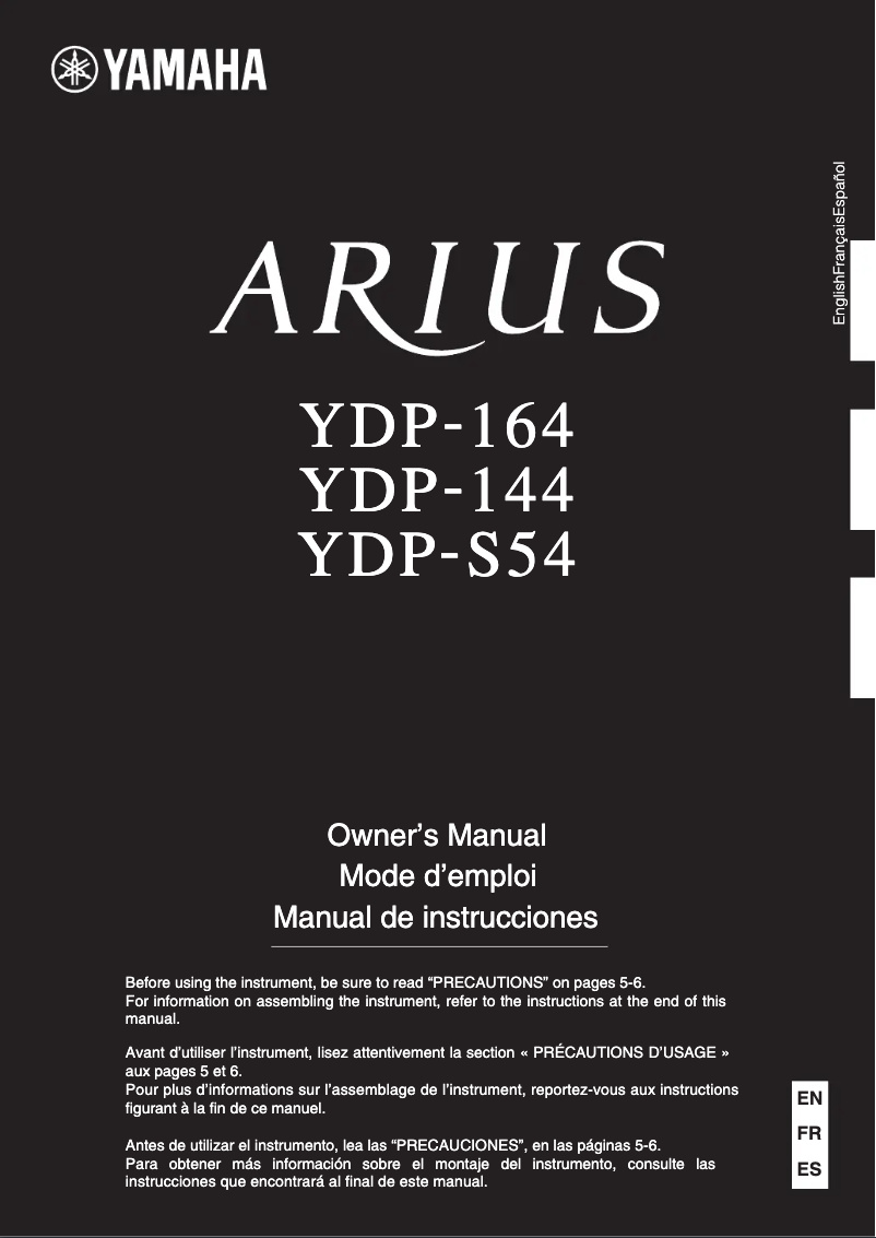 Image de la première page du manuel de l'appareil Arius YDP-144