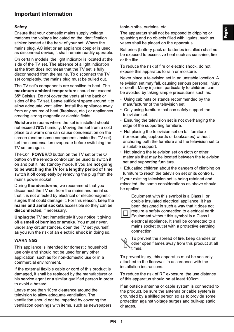 Page 1 de la notice Manuel utilisateur TCL 65EC785