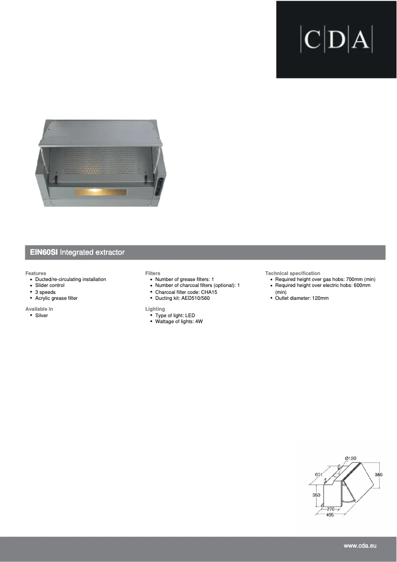 Page n°1 - Fiche technique CDA EIN60SI