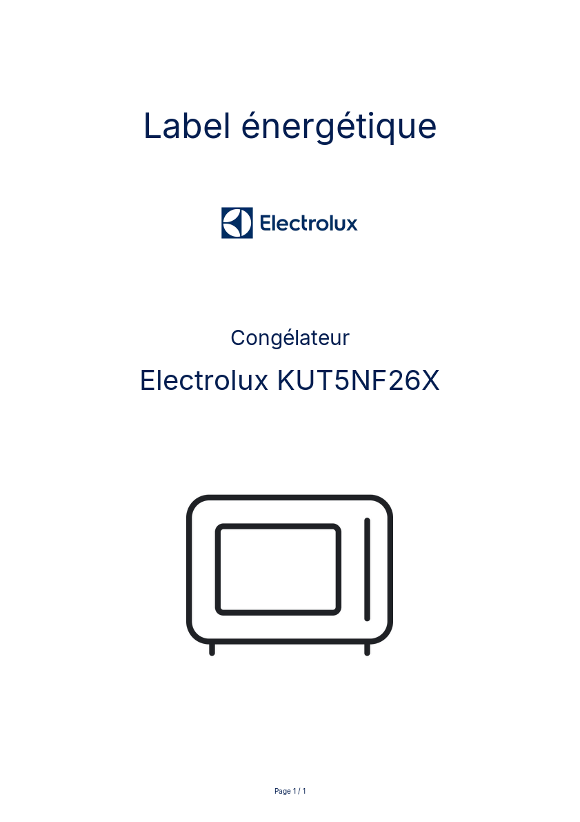 Page n°1 - Label énergétique Electrolux KUT5NF26X