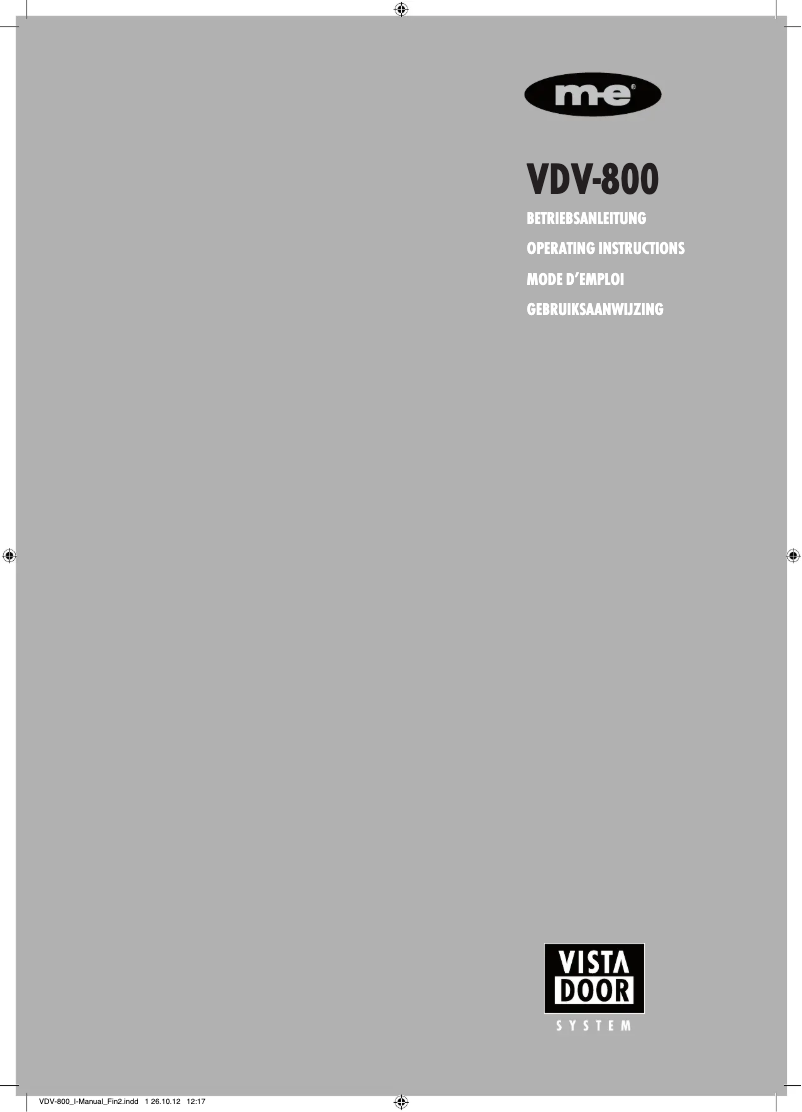 Page 1 de la notice Manuel utilisateur m-e VDV-840