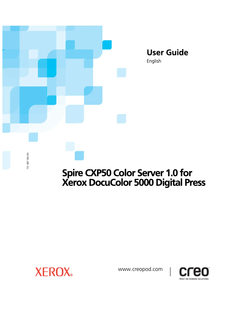 Page 1 de la notice Manuel utilisateur Xerox DocuColor 5000